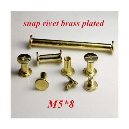 200pcs/lot M5*8 Copper/Brass Plated Book Screw,Album Blinding Screw Snap Rivet/ M5X8 Picture Book Screw Rivet