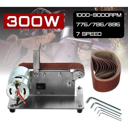 300W Sander Belt Machine Electric Belt DIY Mini Sander Polishing Grinding Woodworking Machine Cutter Edges Sharpener Belt Sander
