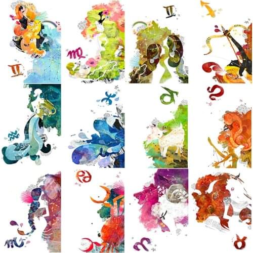 Full square Home Decor Gift haft diamentowy 5D diamond painting Cross stitch kit set Cuadros colour animal Twelve constellations