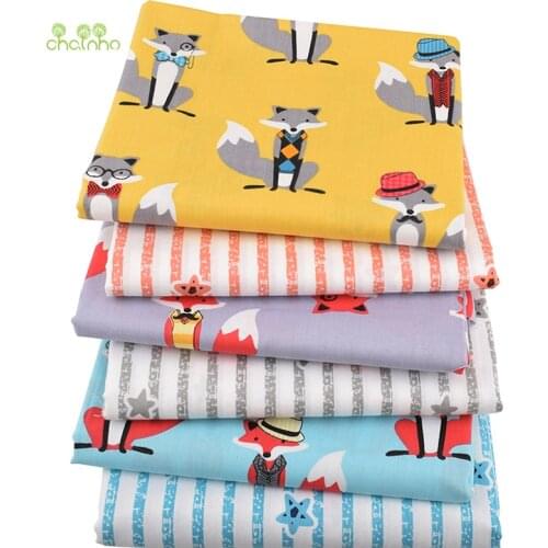 Chainho,Mr Fox Series,Printed Twill Cotton Fabric,For DIY Quilting Sewing Baby&Children Sheet,Pillow Material,Half Mete 50x160cm