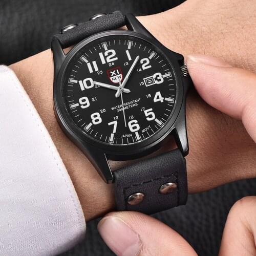 Wholesale Watches Mens Casual Leather Date Watch Men Military Sports Gifts Quartz Wristwatches Fashion Vintage Designer Watches