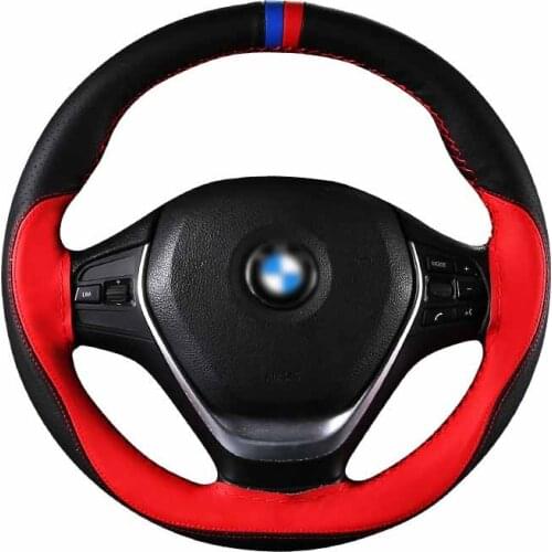Car Steering Wheel Cover Micro fiber Leather Soft Anti slip 100% Sports Color Braid With Needles Thread 38cm Steering Covers