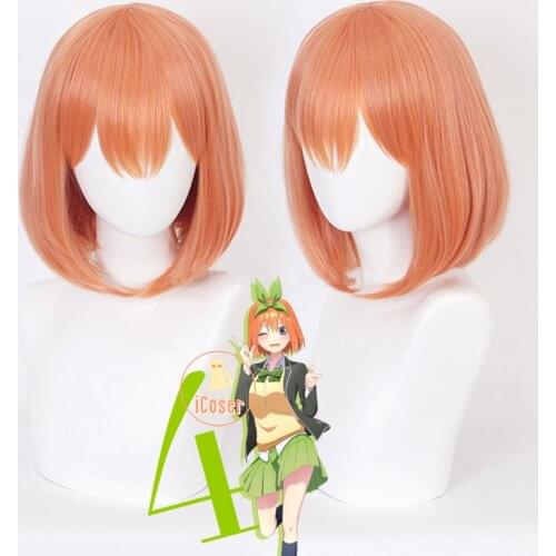 Anime The Quintessential Quintuplets Yotsuba Nakano Cosplay Light Orange Wig Synthetic Hair + Free Wig Cap Party Role Play Girls
