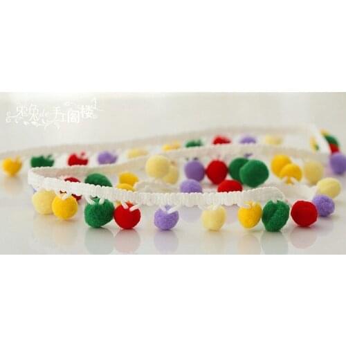 NEW 3CM Colorful ball DIY decoration Clothing accessories Pompom ball Ribbon Trim Bobble Braid Christmas lace decoration 13Y/lot