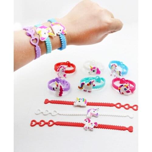 10pcs New Unicorn Party Rubber Bangle Bracelet Baby Shower Unicorn Birthday Party Decorations Kids Mermaid Party Favors Supplies