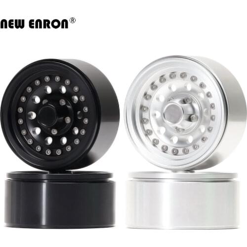 NEW ENRON 4PCS Black/Silver 1.9inch Aluminum Alloy Beadlock Wheel Rim for 1/10 RC Crawler Axial SCX10 90046 AXI03007 TRX4 Bronco