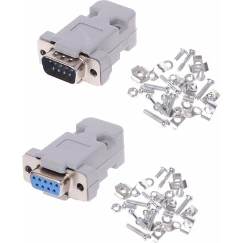 OOTDTY 5Sets 9Pin Male/Female D-Sub Plug Solder Connector RS232 Serial DB9 w/ Grey Hood