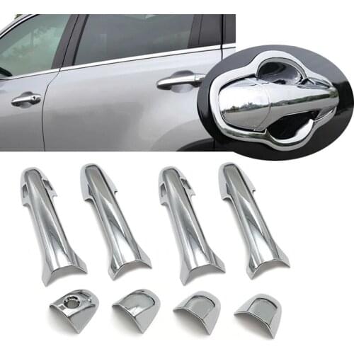 JEAZEA Exterior 8pcs ABS Chrome Car Door Handle Cover Trim For Toyota Highlander Kluger 2014 2015 2016 2017 Accessories