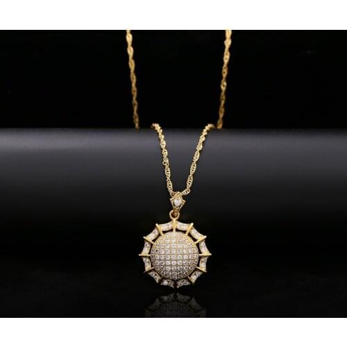 EFFSS Sunflower Design CZ Pendants Gold Color Luxury Necklaces for Women Elegant Noble Jewelry With Gifts Bags/Boxes AK0004