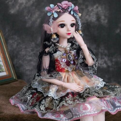 60cm Lifelike 3D Blinkable Eyes 20 Movable Joints BJD Dolls Princess Dress Girl Toys With Clothes Shoes Doll Toy Girls Gift