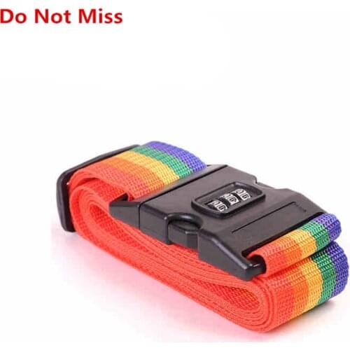 Do Not Miss Password Lock Adjustable Luggage Strap Travel Luggage Accessories Luggage Suitcase Straps Baggage Rainbow Belt