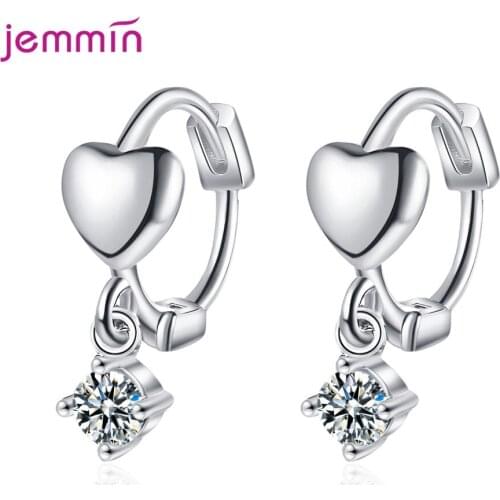 Romantic 925 Sterling Silver Love Heart Hoop Earrings Classic Gold Silver Wedding Engagement Earrings Jewelry For Women Bridal