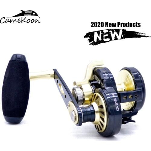 CAMEKOON saltwater fishing reel left/right handle slow Jigging wheels Trolling fishing wheel up to 32kg max drag all metal wheel