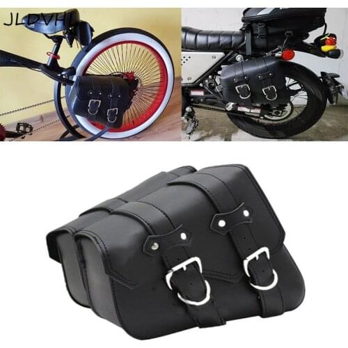 Universal A Pair Motorcycle Saddlebags PU Leather Storage Tool Pouch Luggage Side Bag For Davidson Touring Cruiser