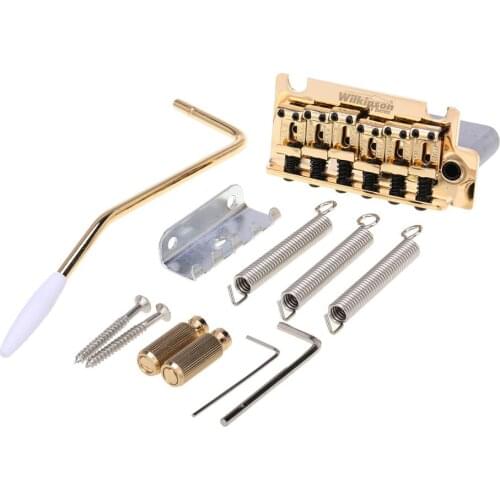 Wilkinson 54mm(2-1/8 inch) Vintage Style Full Block Pop-In Arm 2-Point ST Guitar Tremolo Bridge for MIJ/MIK Strat, Gold
