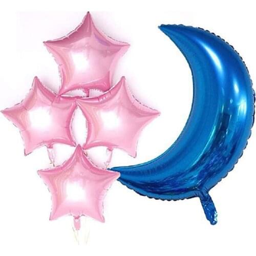 36 Inch Moon 18 Inch Five-Pointed Star Aluminum Film Balloons Wedding Birthday Anniversary Childrens Day Decoration