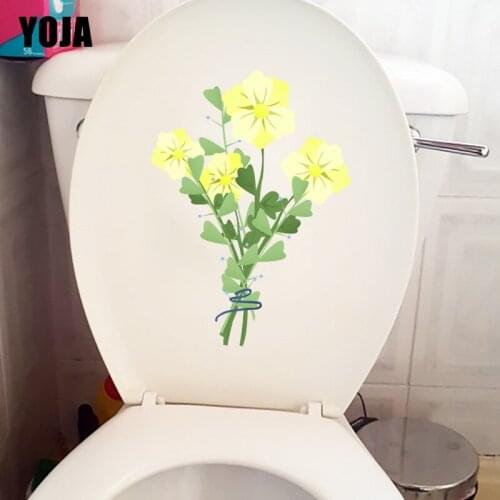 YOJA 16.3*22.5CM Yellow Bouquet Flowers Living Room Decor Home Wall Decal Toilet Seat Stickers T1-0788
