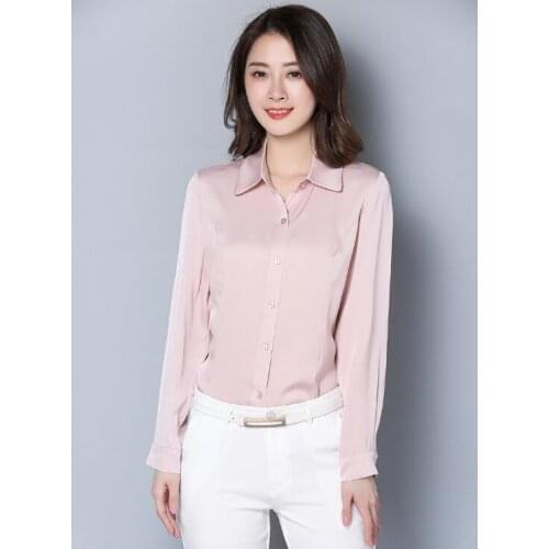 Women Silk blouse Autumn Silk shirt Long sleeve Formal Summer