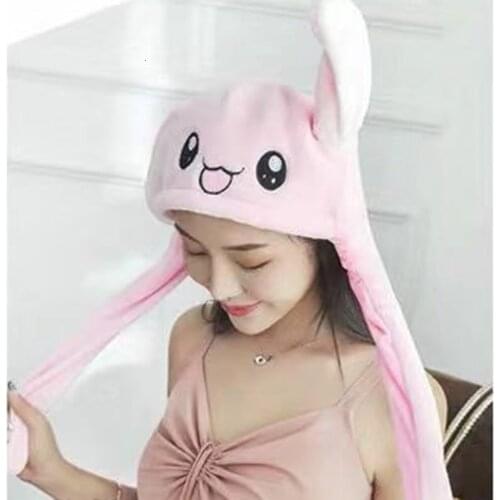 Animal ear hat plush toy net red with the same pinch long ears will move the hat net red cute ear air bag cap
