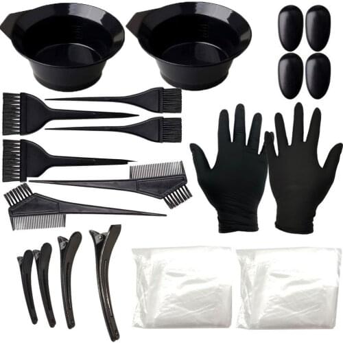 22pcs/sets Hair Dyeing Tool Set Latex Gloves Hair Dyeing Bow Barber Hairdresser Disposable Shower Cap