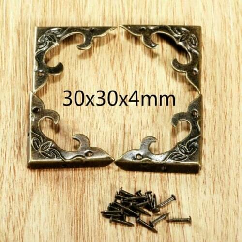 4/20pcs Diy antique brass jewelry brass decoration book wine gift box wooden corner protective cover home craft decoration