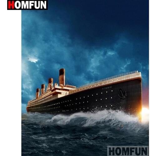 HOMFUN Full Square/Round Drill 5D DIY Diamond Painting "Ship sailing" Embroidery Cross Stitch 5D Home Decor Gift A13912