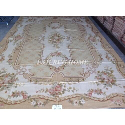 Free shipping 11.85'x18.5' French aubusson carpets European Style abusson hand weave carpets for home deocation