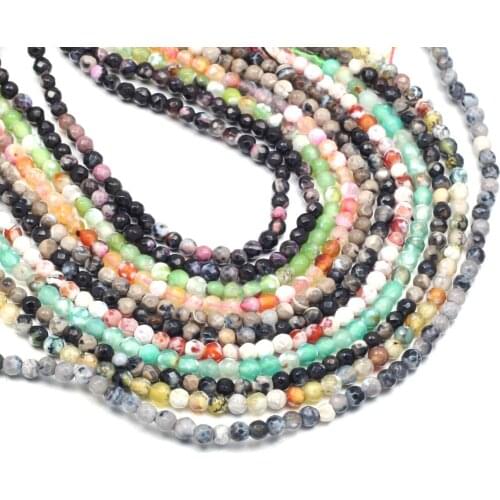 Natural Stone Agates Beads 4mm Small Round Section Loose Stone Bead for Jewelry Making DIY Bracelet Necklace Strand 15