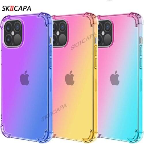 For iphone 13 Pro Max Cases Rainbow Gradient Airbag Shockproof Phone Case For iphone 12 Pro 12 mini Soft TPU Translucent Cover