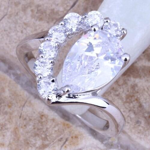 Wonderful White CZ Silver Plated Ring Size 6 / 7 / 8 / 9 R0225