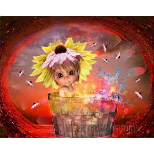 Sunflower kids 5D diy Needlework diamond embroidery resin diamond mosaic cartoon girl diy diamond painting 3d cross stitch kits