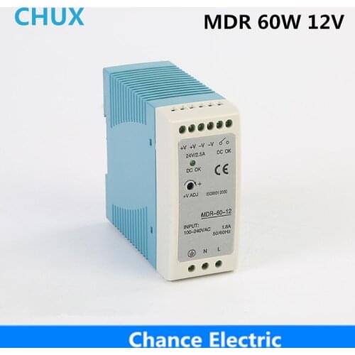 DIN Rail 12v 60w Industry MDR 5A for cnc cctv led light made in china MDR60W-12V Industry Switching Mode Power Supply