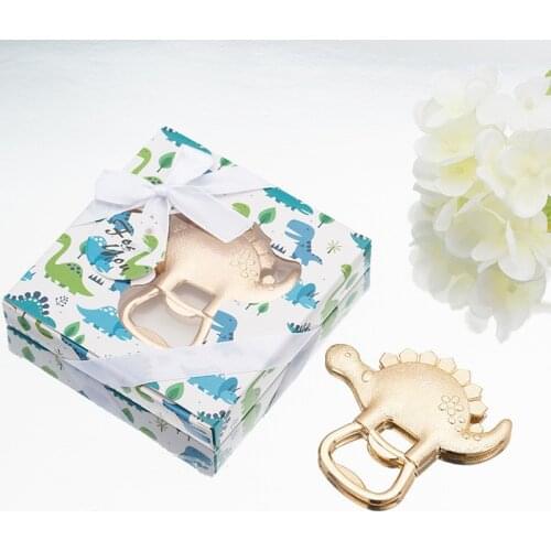 Dinosaur Gold Beer Bottle Opener In Gift Box For Baby Shower Birthday Party Decoration Guests Gift