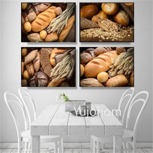 Home Decor Wall Art Modular Poster Pictures Whole Wheat Bread Health Food Nordic Style Canvas Painting Prints For Gift Wall Art