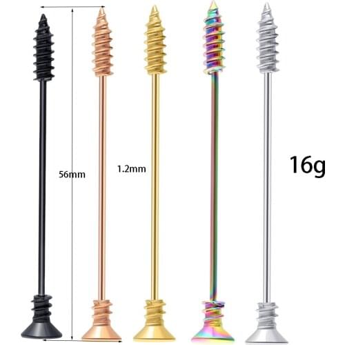 Fanpeijy 1pc 16G Steel Anodized Color Industrial Piercing 38mm Length Industrial Bar Scaffold Cartilage Helix Piercing Body J