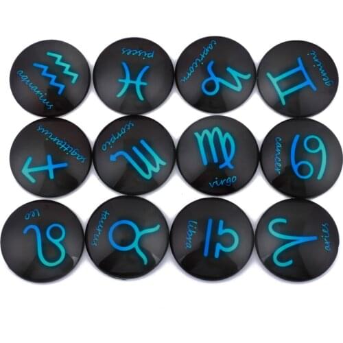 GDFSY 12pcs/set Round Glass Cabochon 12 Constellation For DIY Jewelry Handmade Necklace Home Wall Decoration Accessories