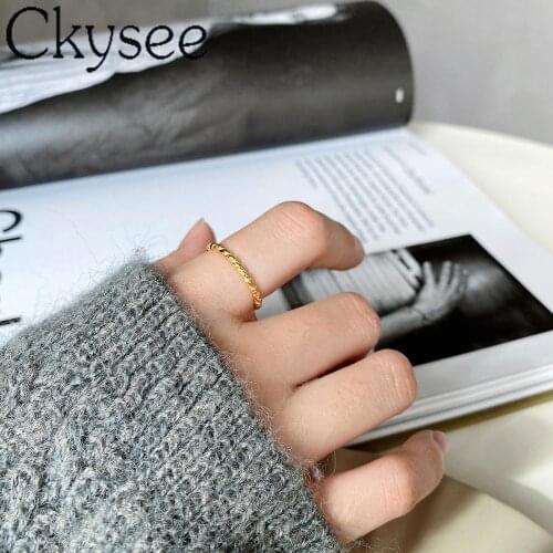 Ckysee Twist Ring New 925-Sterling -Silver Adjustable Opened Ring For Woman Fashion Charms Jewelry Gift