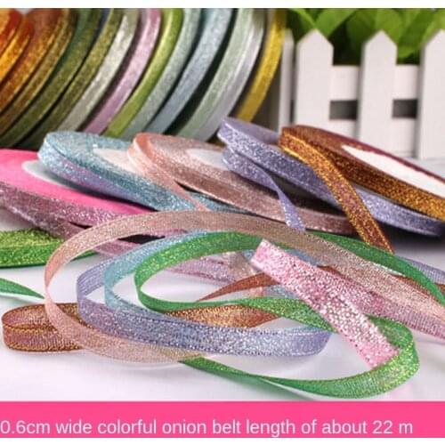 22M/Roll Gold Silver Metallic Glitter Ribbons For DIY Crafts Sewing Fabric Christmas Party Wedding Supplies Gift Wrap 60mm