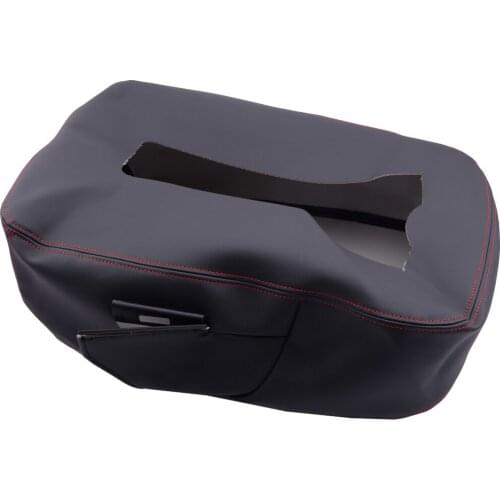 Microfiber Leather Console Lid Seat Armrest Top Cover fit for Silverado Suburban Tahoe Sierra 2007-2013 (Red Thread)