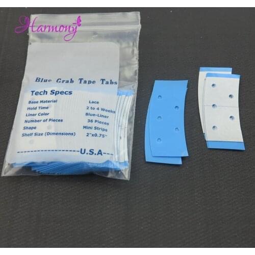 Free shipping!36pcs Hold 2-4 Weeks Walkers Mini Strips Blue Lace Grab Tape Tabs Doube Sided Super Hair Tape for Lace Wigs Toupee