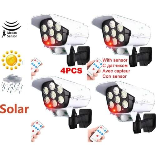 4pcs remote solar fake monitor dummy camera Waterproof Light Outdoor Lamp PIR Motion Sensor Sunlight Street Lights for Garden De
