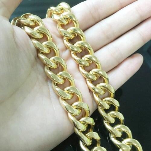 7"-40" 15mm Mens Curb Cuban Chain Stainless Steel Necklace or Bracelet Chain Silver Color/Gold Color Hotsale Jewelry Gift
