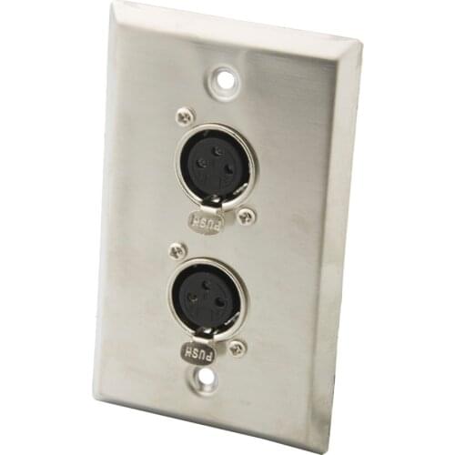 1 Gang Solid Style Stainless Steel Dual Ports Cannon XLR Wall Plate