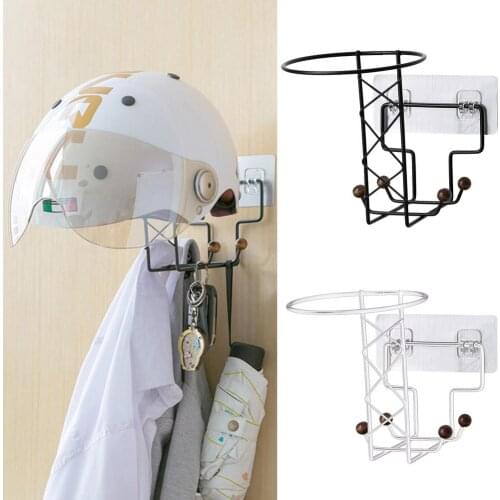 Helmet Holder Hat Rack Wall-mounted Helmet Hanger Woolen Hat Hanger Multifunctional Storage Rack Seamless Pasting Coat Rack