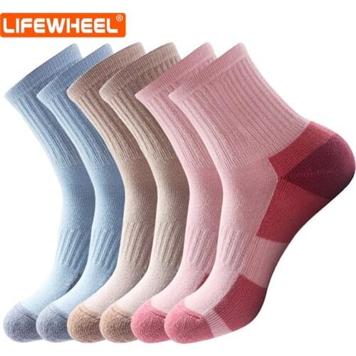 LifeWheel Womens Socks Casual Athletic Running Breathable Cotton Socks Autumn Winter Crew Short Socks 6 Pairs/Lot