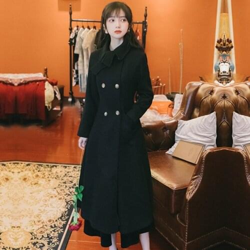 2020 Fashion Autumn And Winter The New Double Breasted Waist Woolen Coat Free Shipping