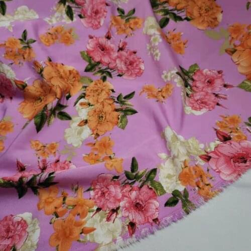 Dress Large Floral Fabric Chiffon Stretchy Fashion Skirt Sewing Material