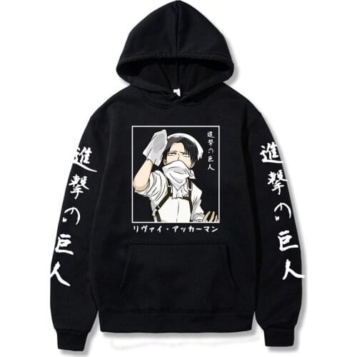 Casual Mens Hoodie Anime Attack on Titan Manga Printed Hoodies Casual Harajuku Pullover Cartoon Sweatshirt Hoodie Tops