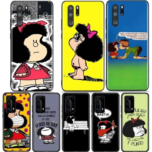 Cartoon Girl Mafalda Silicone Cover For Huawei P40 P30 P20 P10 P9 P8 Pro Plus Lite E Mini 2019 2017 Phone Case