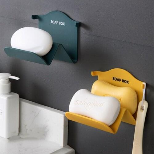 High Quality Seamless Wall-Mounted Soap Holder Drainage Storage Finishing Racks Strong Seamless Stickers Hole-Free Soap Box